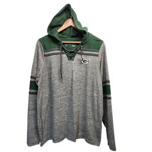Green Bay Packers Women's Size XL Hooded Knit Top Laced V-Neck Antigua Brand